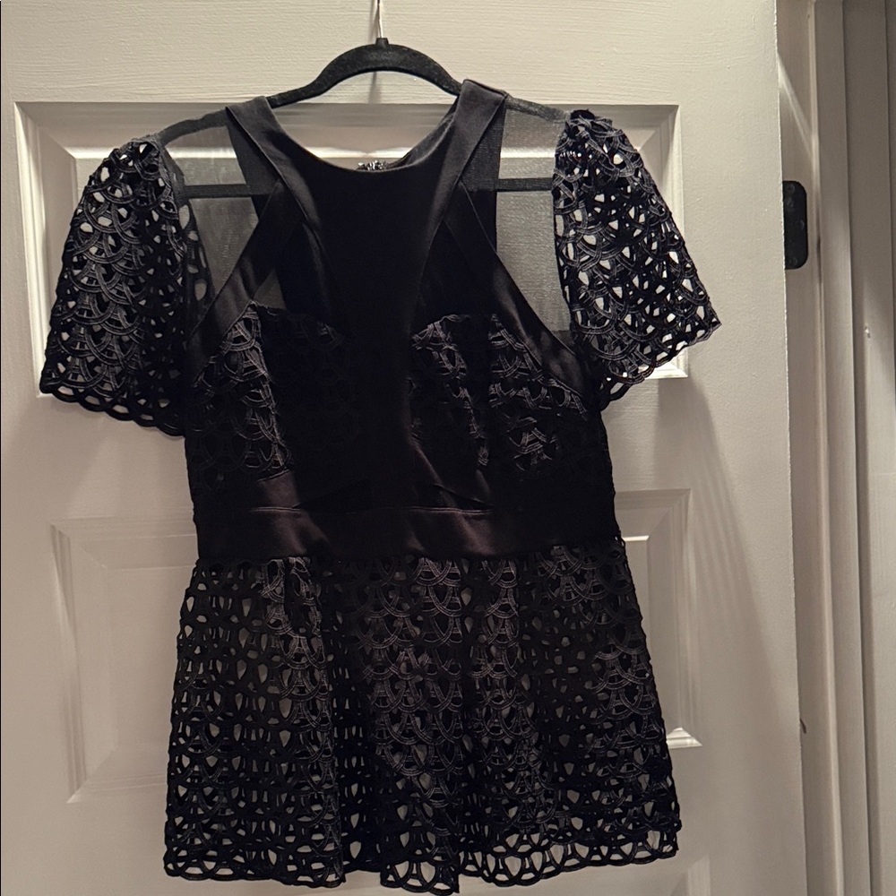 Chic Black Lace Women's Blouse